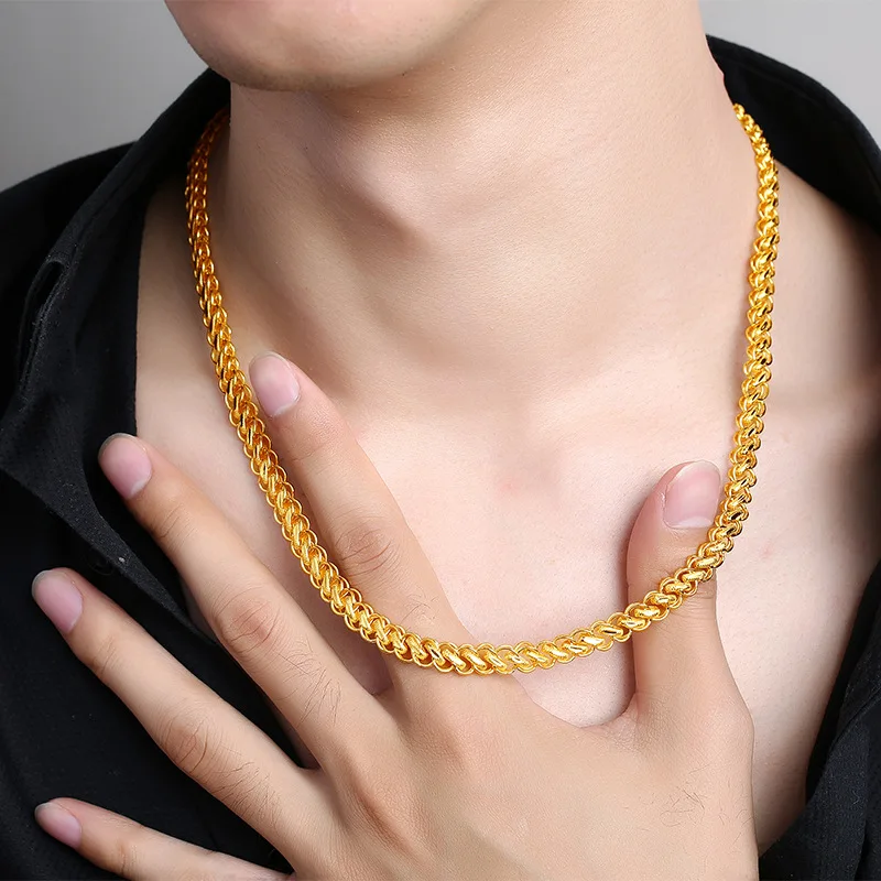 

HOYON Not Fade 18K Gold Filled Chain for Men Fine Jewelry Colgante Plata De Ley Mujer Naszyjnik Joyas Bizuteria Gold Necklace