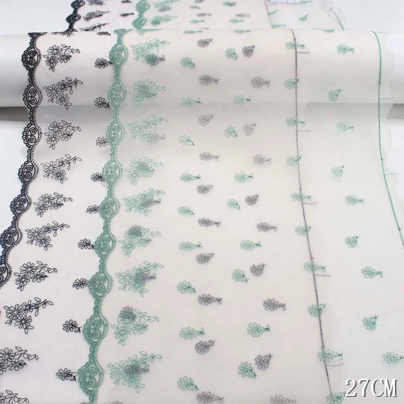 

28 ярдов, черно-зеленые цветы, сетчатая вышивка, кружевная отделка, ткань ручной работы, рукоделие, рукоделие, Новинка