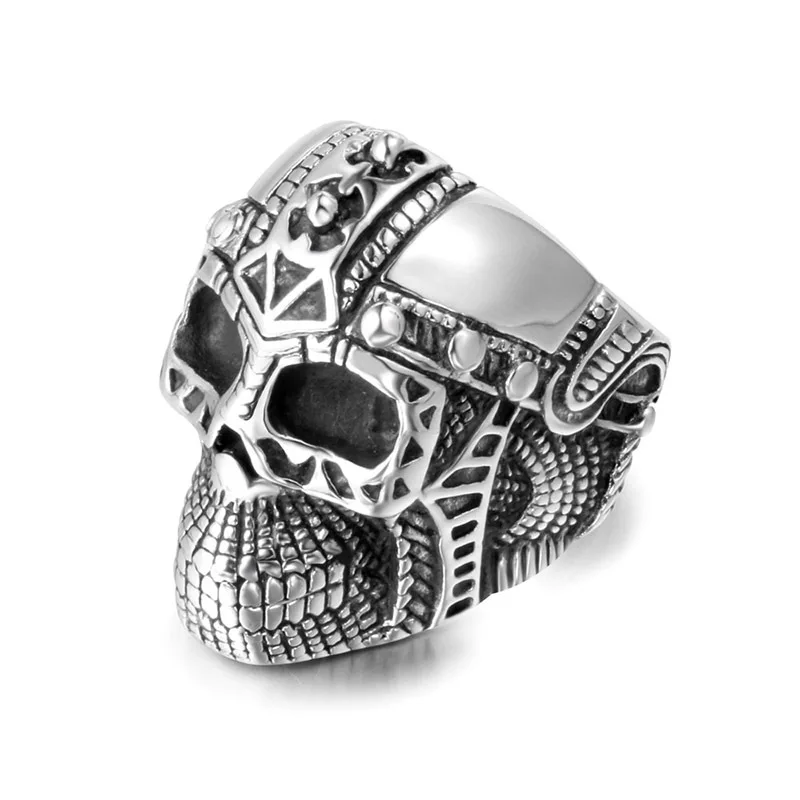 

UFOORO Iron Man Shaped Ghost Head Titanium Steel Ring Punk Fashion Jewelry