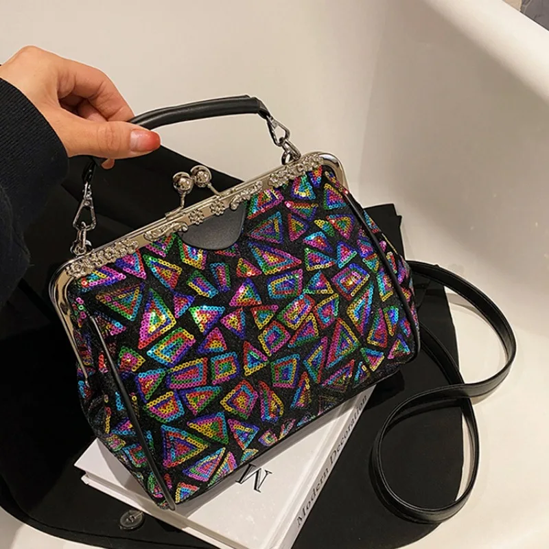 

2023 New Fashion Retro Women's Shoulder Bag Luxury Personalized Advanced Crossbody Bags for Woman Texture Color Sequin Handbag