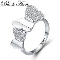 black awn trendy silver color jewelry elegant butterfly wedding rings for women girls finger ring g048