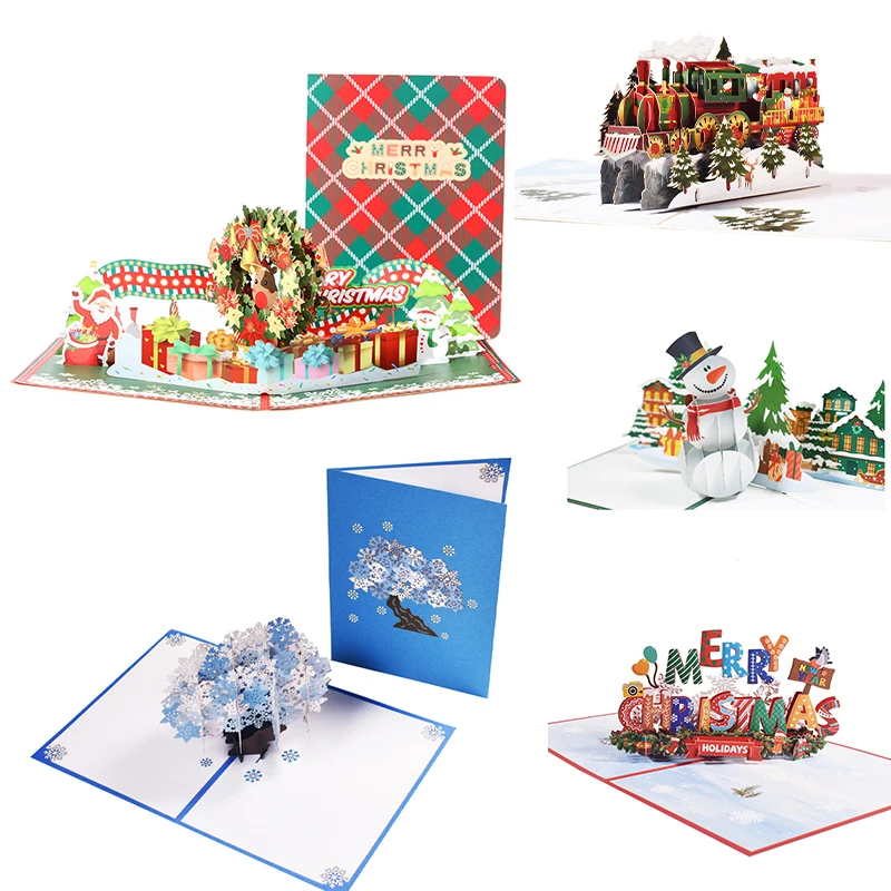 

3D Pop Up Three-dimensional Christmas Greetings Manual Invitation Card Children's Gift Card Thank You Postcard With Envelope