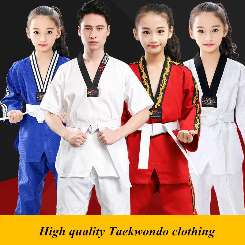 Детский халат для тхэквондо Dobok форма каратэ детская одежда мальчиков и девочек