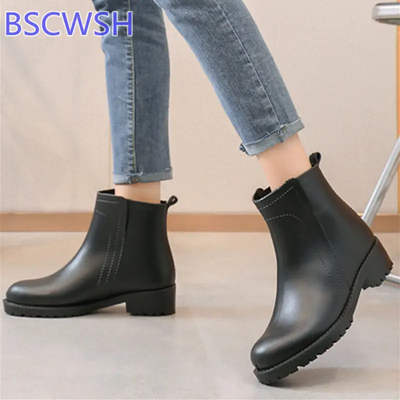 Женские резиновые ботинки мягкая Толстая износостойкая обувь модные короткие