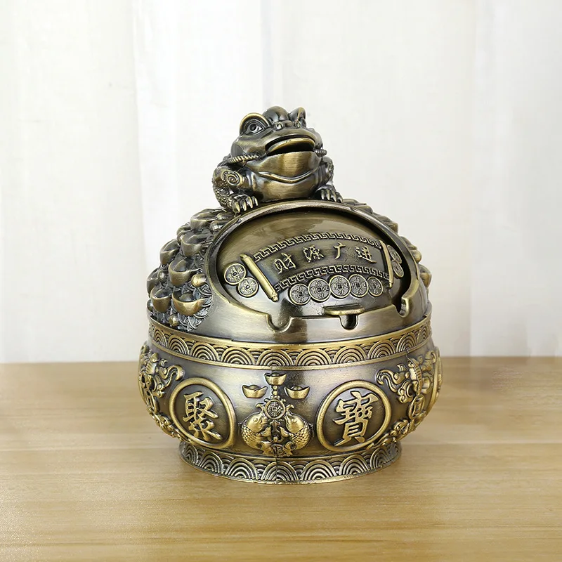 

European-style Zinc Alloy Large Ashtray Creative Windproof Home Car Fly Ash Prevention Office Ashtray