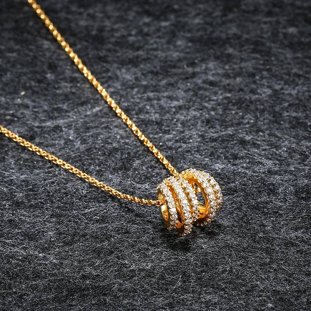 

APM STYLE High Quality 925 Sterling Silver Inlaid With Diamond Gold Multi-loop Exquisite Fashion Clavicle Chain Sweater Chain
