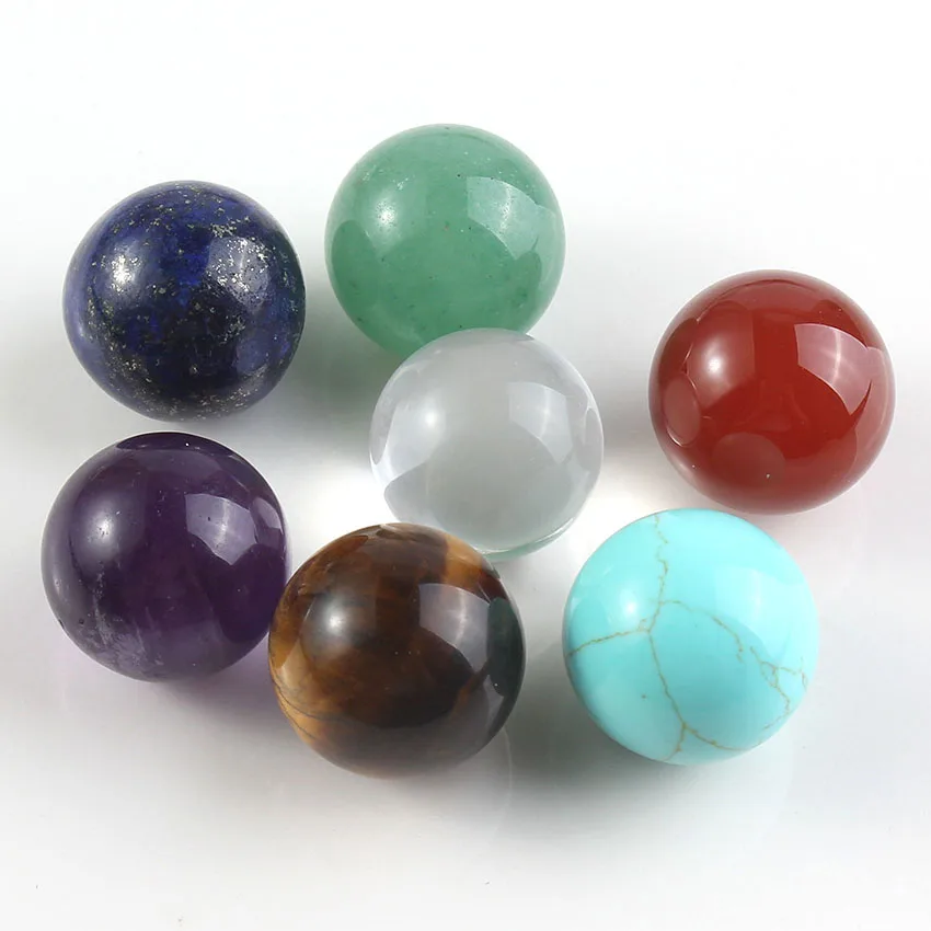 KFT Natural 16mm 7 Chakra Stone Round Beads Healing Crystal Quartz Reiki Seven Array Feng Shui Small Ornaments with Home Decor |