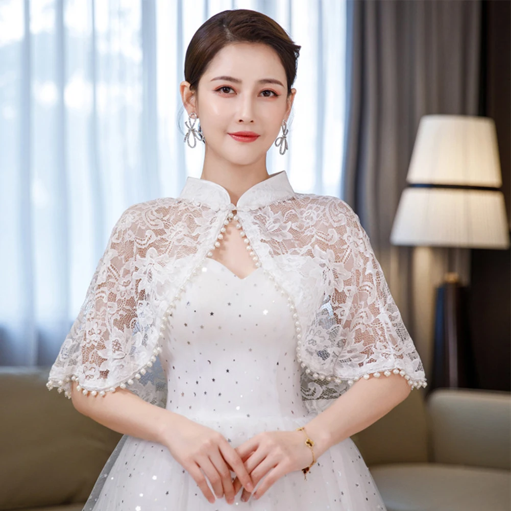

Womens All Season Elegant Embroidered Floral Lace Cardigan Open Front Cape Bolero Shrug Shawl Wedding Dress Cover Up