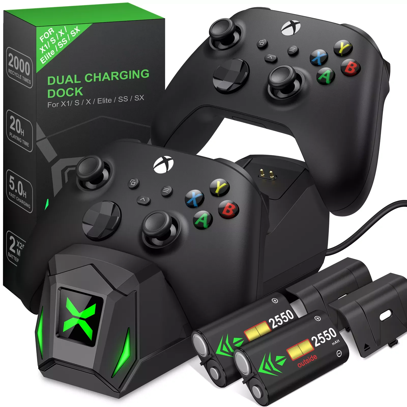 

Зарядное устройство для контроллера Xbox серии X | S/ Xbox One/X/S, зарядная станция для контроллера с 2X255 аккумуляторными батареями 0 мАч