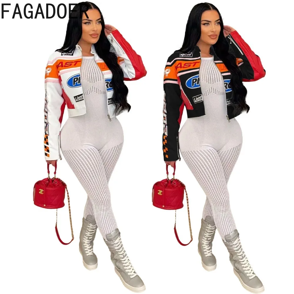 FAGADOER осень-зима новая модная укороченная куртка женская панк-готическая мото с