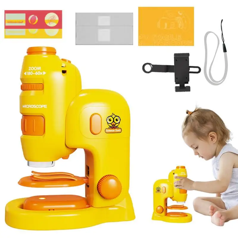 

Microscope For Children Portable Cartoon Microscope With Led Light Preschool Learning Early Education Toy For Snails Earthworms