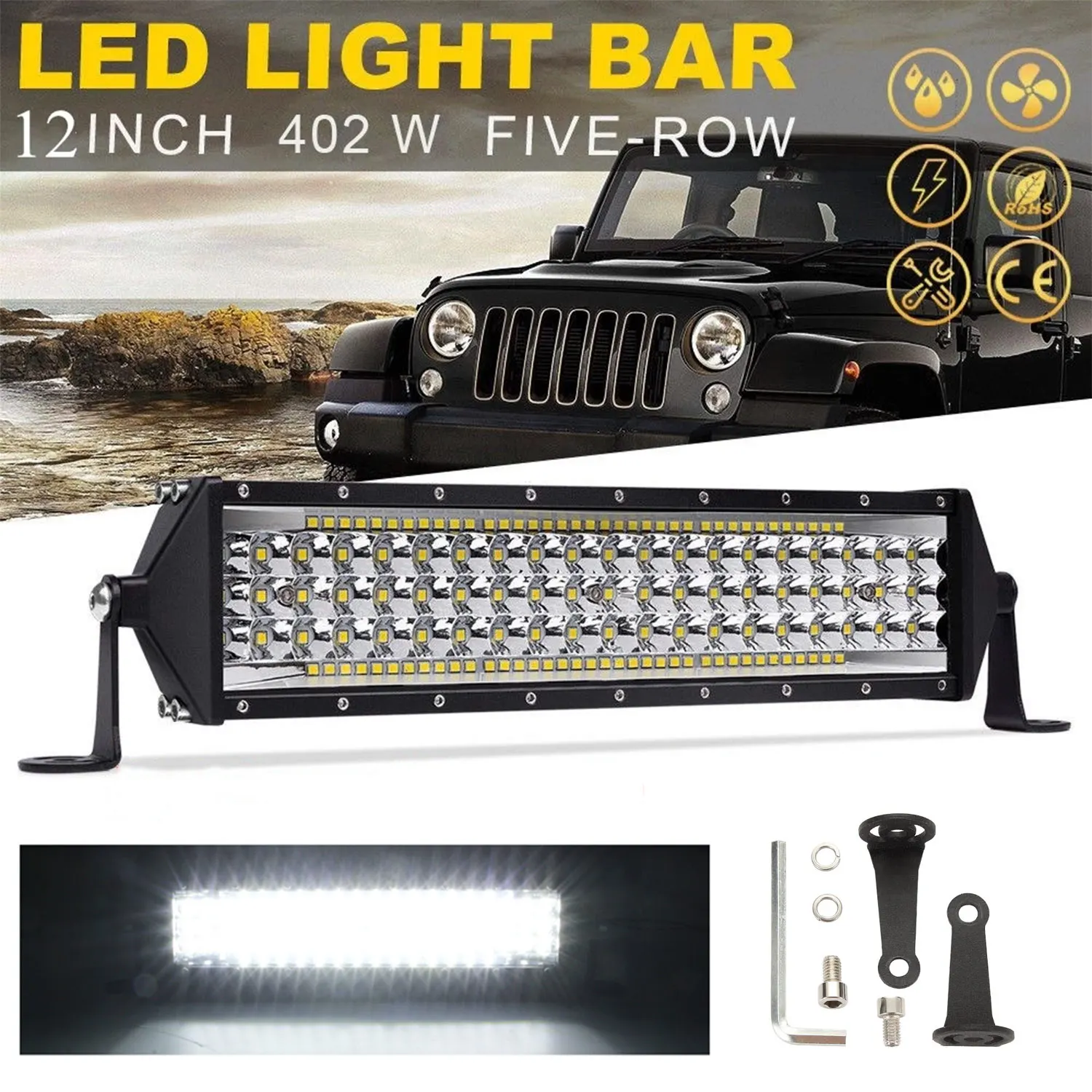 

12inch 134LED 402W 5 rows LED Work Light Bar Spotlight Flood 12V 24V Offroad LED Light Bar For Truck Offroad 4X4 4WD Car SUV ATV