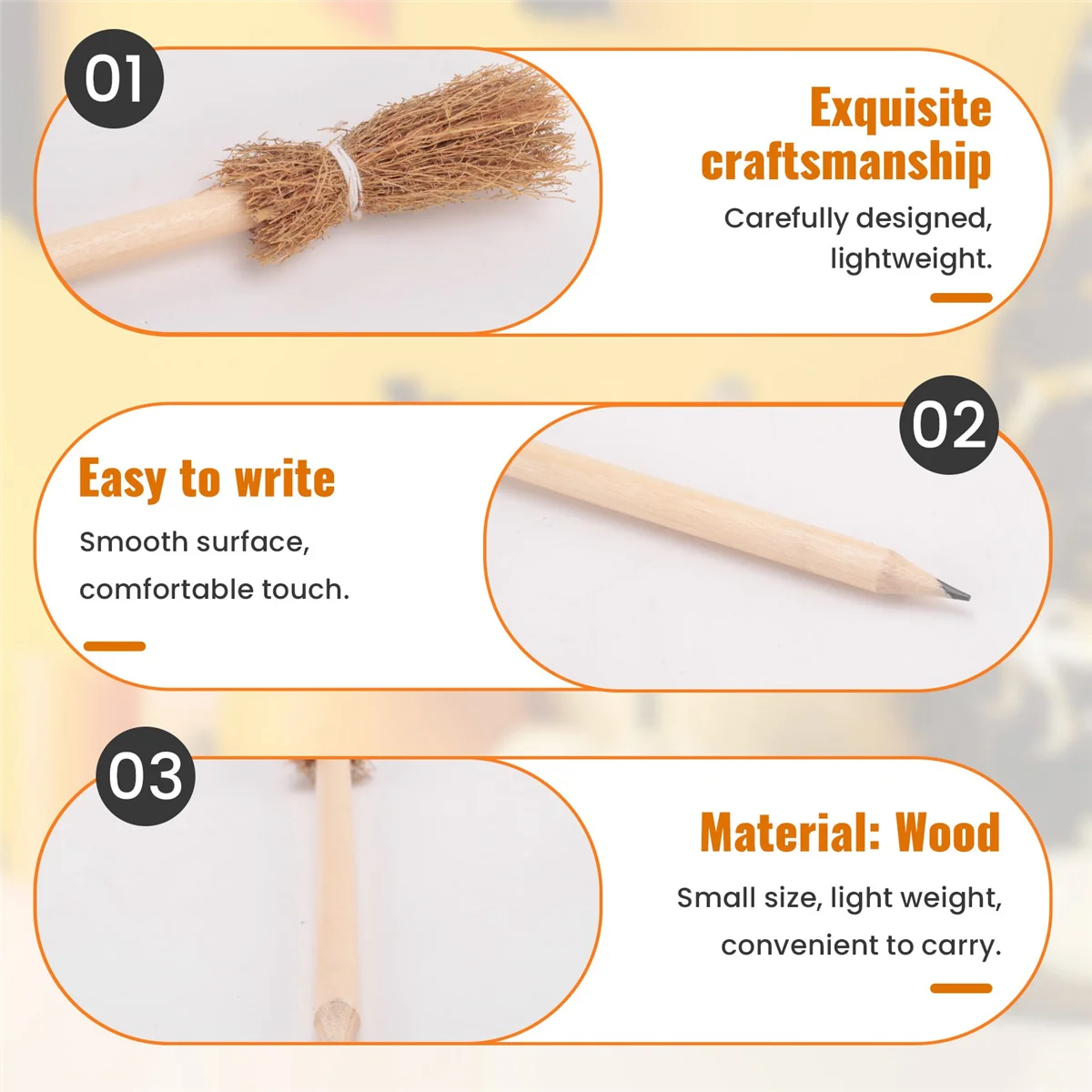 24 шт. карандаши с ведьмой и метлой для Хэллоуина Шариковые сувениры на Хэллоуин