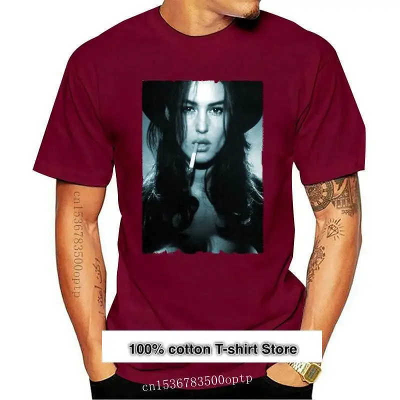 

Camiseta de Monica Bellucci 1 para hombre, camisa de manga corta de algodón, con cuello redondo, Manches, Coton Blanc Cadeau