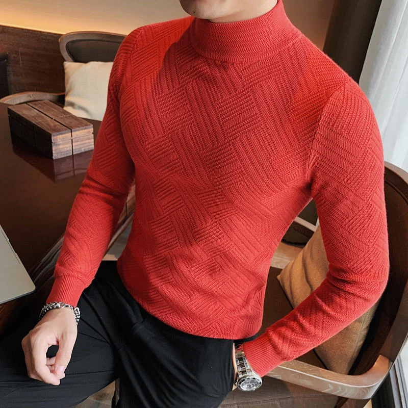 

2022 Winter O-Neck Pullover Thick Mens Sweater Knitting Thick Slim Fit Warm Korean Knitted Sweater Men Blusa De Frio Masculino