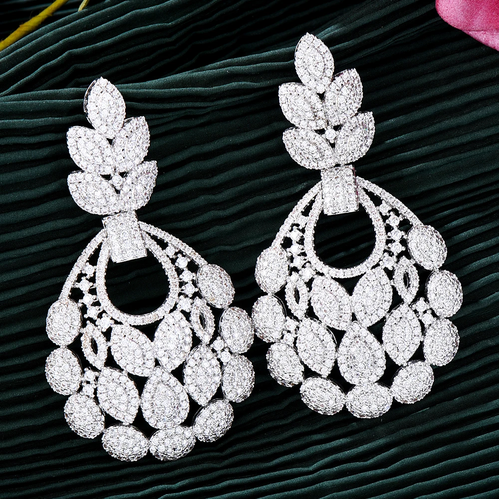 

Missvikki New Luxury Romantic Big Earrings Fashion Leaves Petals for Women Daily Wedding Trendy Jewelry Accessories High Quality