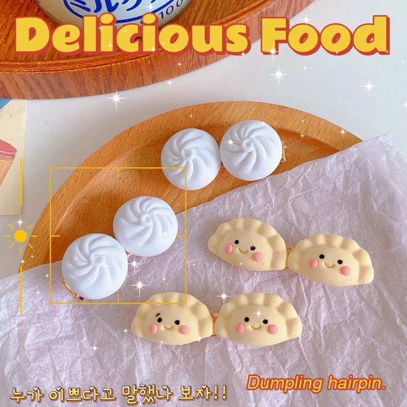 

1PC Korean Simulation Food Dumpling Buns Hairpin Funny Creative Hand-made Girl Hair Clip Headdress Female Hair Accessories