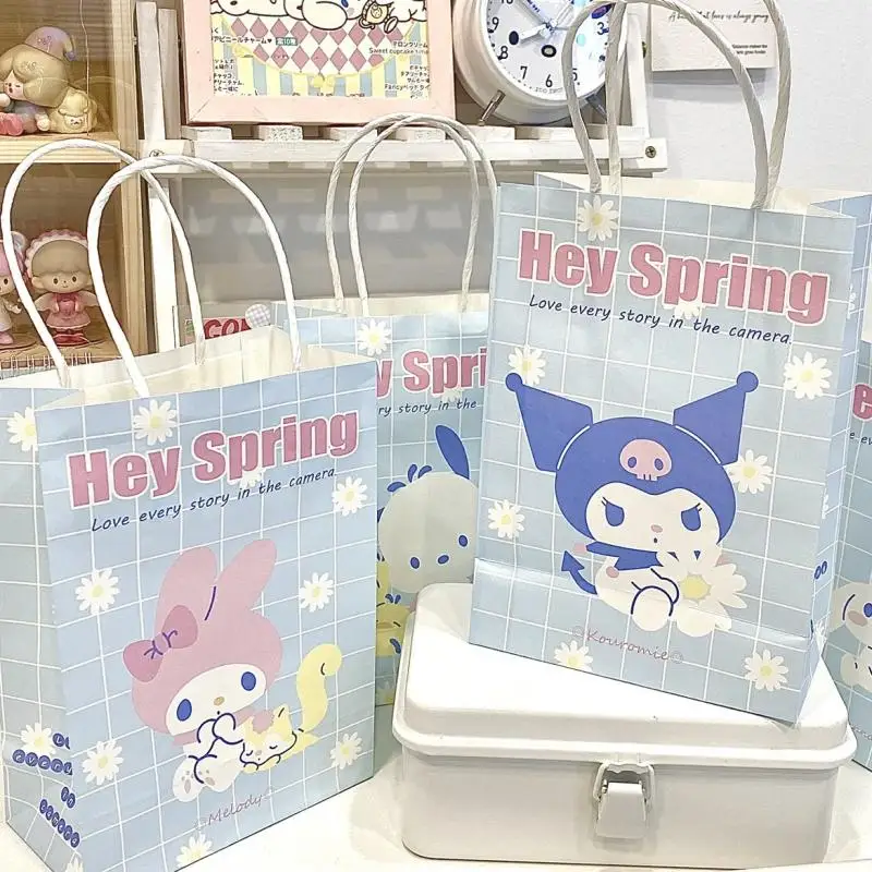 

5 шт. синие Мультяшные бумажные пакеты Sanrio ручной переноски милые Kuromi Mymelody Cinnamoroll почтовые мини подарочные пакеты для девочек кавайные игрушки