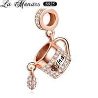 la menars 925 sterling silver charms coffee cup metal beads for women european charm bracelet fashion jewelry