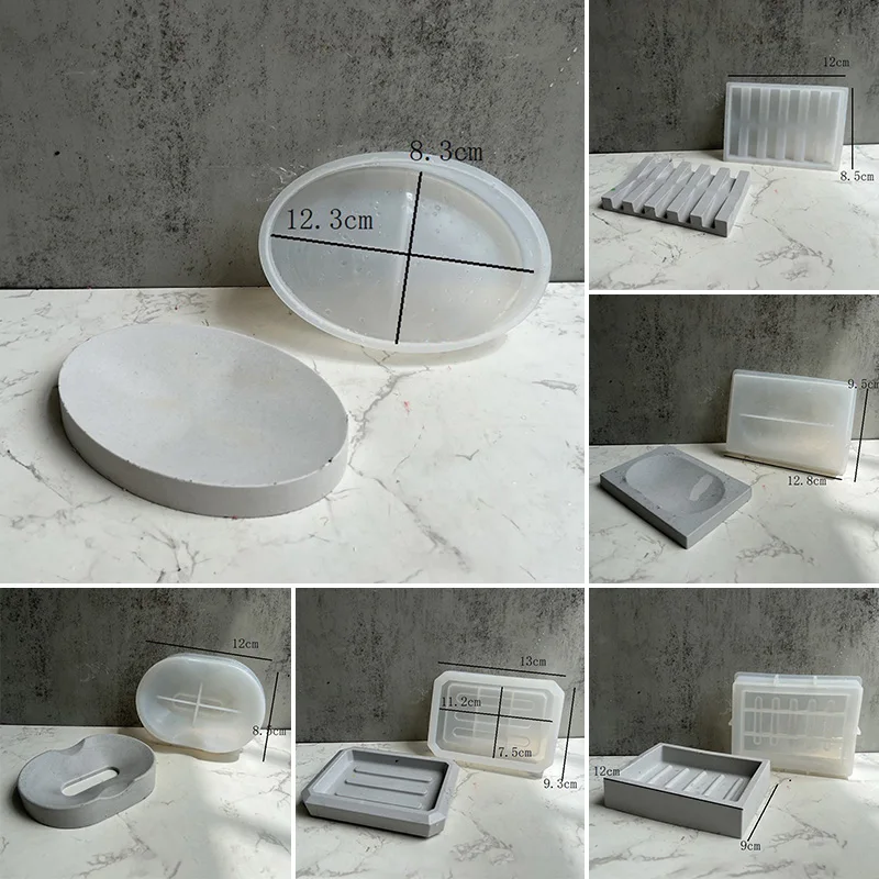 

1PC Holder Mold Resin Epoxy Mould Storage Tray Soap Box Silicone Mold Soap Dish Concrete Mold Plate Plaster Square Handmade