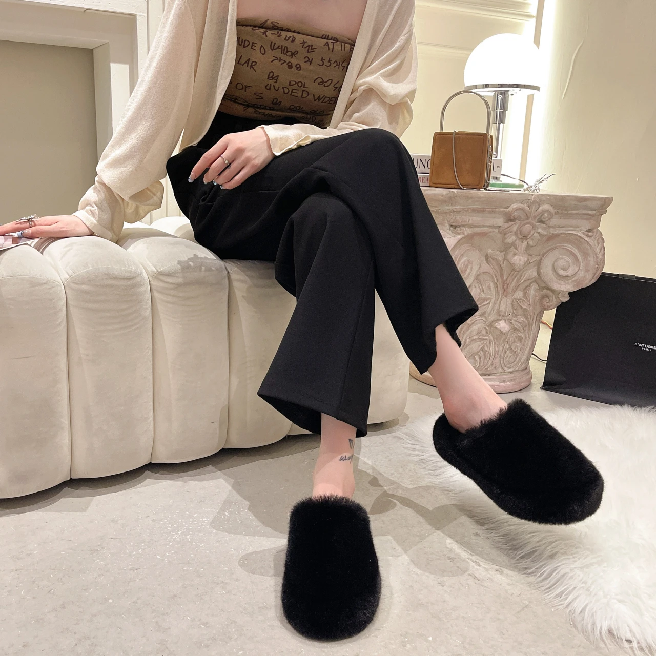 

2022 Baotou Ladies' Slippers Thick Soled Women's Slippers Versatile Women's Cotton Shoes Warm Zapatillas De Estar Por Casa Mujer
