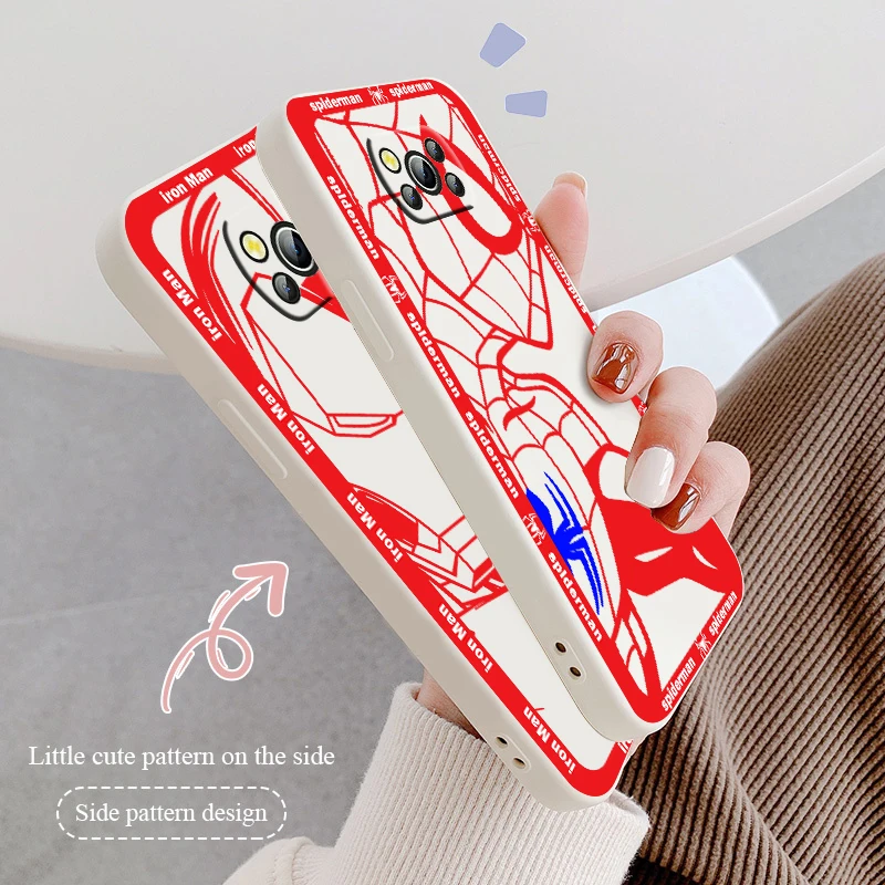 

Marvel Iron and Man Spiderman Phone Case For Xiaomi Mi Poco X4 X3 C40 C31 C3 M4 M3 F4 F3 GT Pro NFC Soft Liquid Rope Cover