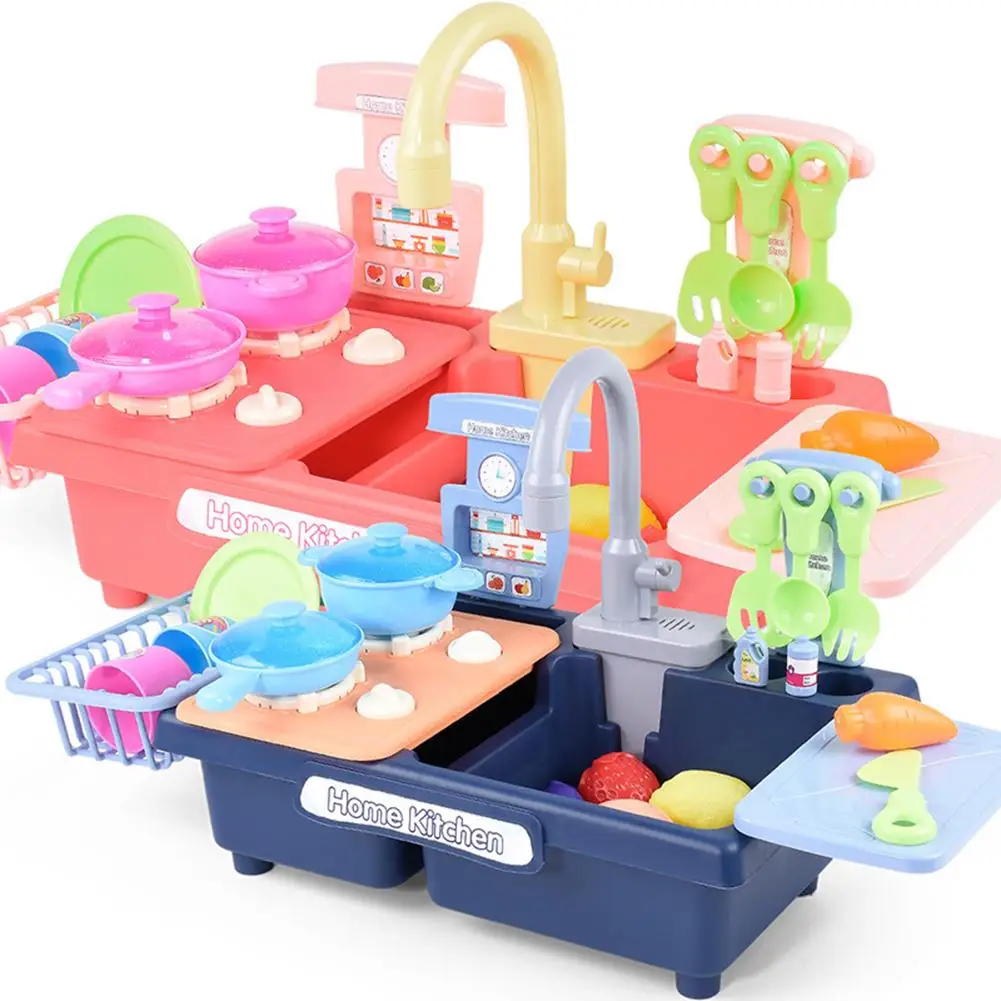 

Kitchen Sink Toys Simulation Dishwasher Electric Circulation Water Play House Pretend Role Play Educational Toys For Boys Girls