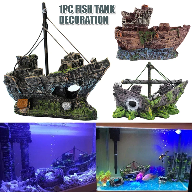 

Fish Tank Landscaping Pirate Ships Resin Ship Decorations Suitable for Aquarium Fish Ships Aquarium Fish Tank home decoration