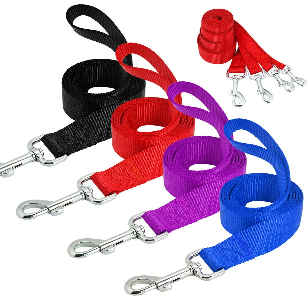

For 10pcs/lot 4ft Dog Leads Clip Nylon Rope Pet Walking Leash Black Red Blue Purple