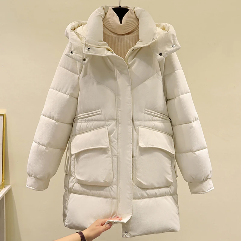 

Winter Long Parkas for Women 2023 New Fashion Winter Women's Cold Coat Hooded Solid Color Thick Warm Korean Style Jackets