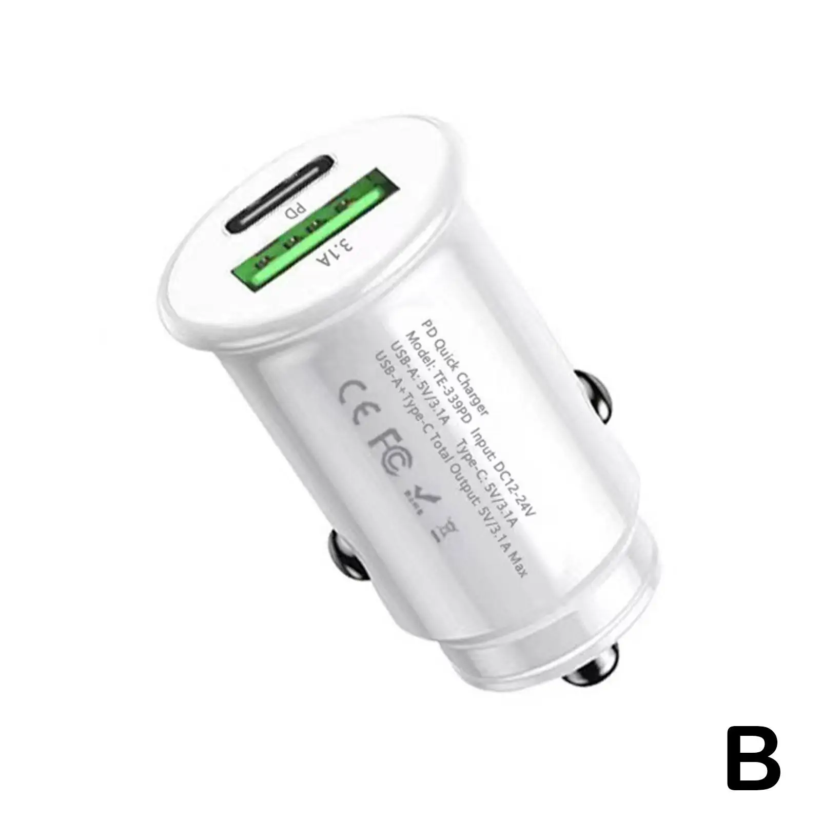 

Мини-прикуриватель автомобильный QC3.0, 20 Вт, USB Type-C