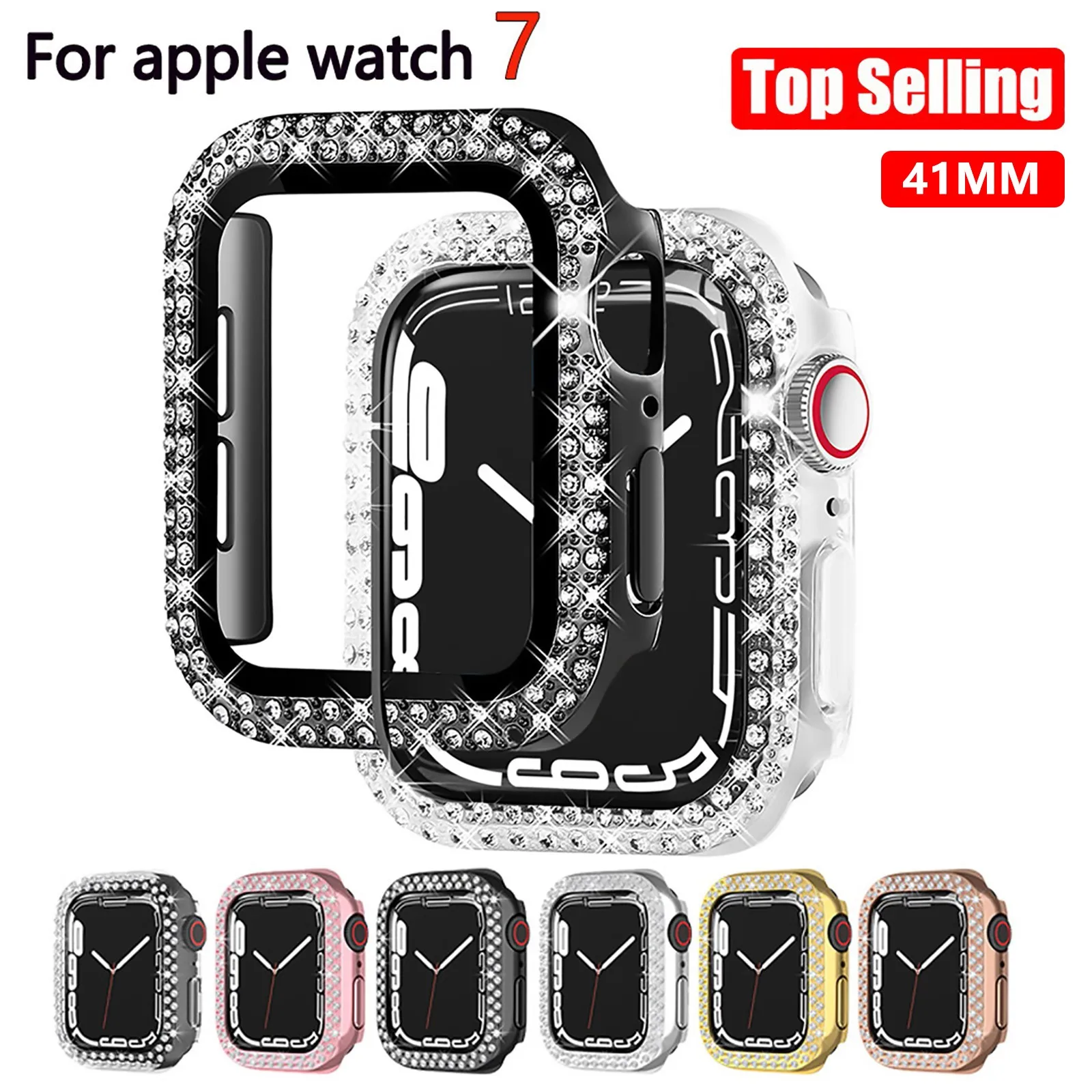 

Diamond Bumper Protective Case For Apple Watch Cover Series 7 41mm For Iwatch 7 41mm Apple Watch Frame Matte Case Accessories