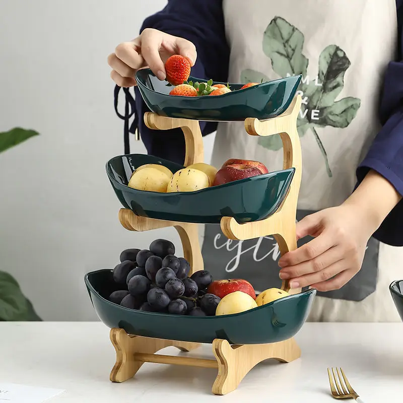 

Living Room Plastic Storage Container Fruit Plate Garden Snack Home Decoration Dish Afternoon-tea Three-layer Cake basket dishes