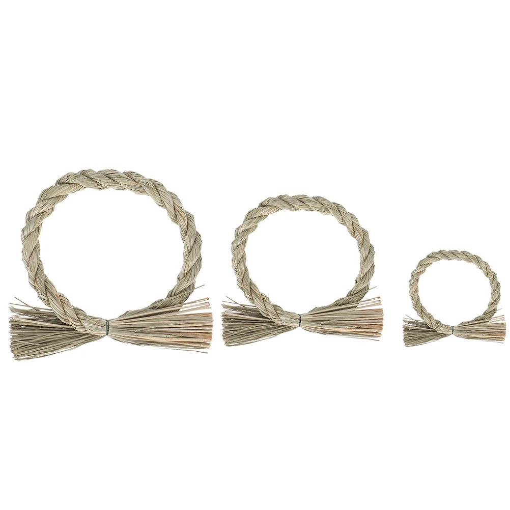 

3 Pcs Japanese Grass Ring Natural Wreath DIY Straw Christmas Accessories Woven Material Pendant Hand Decor