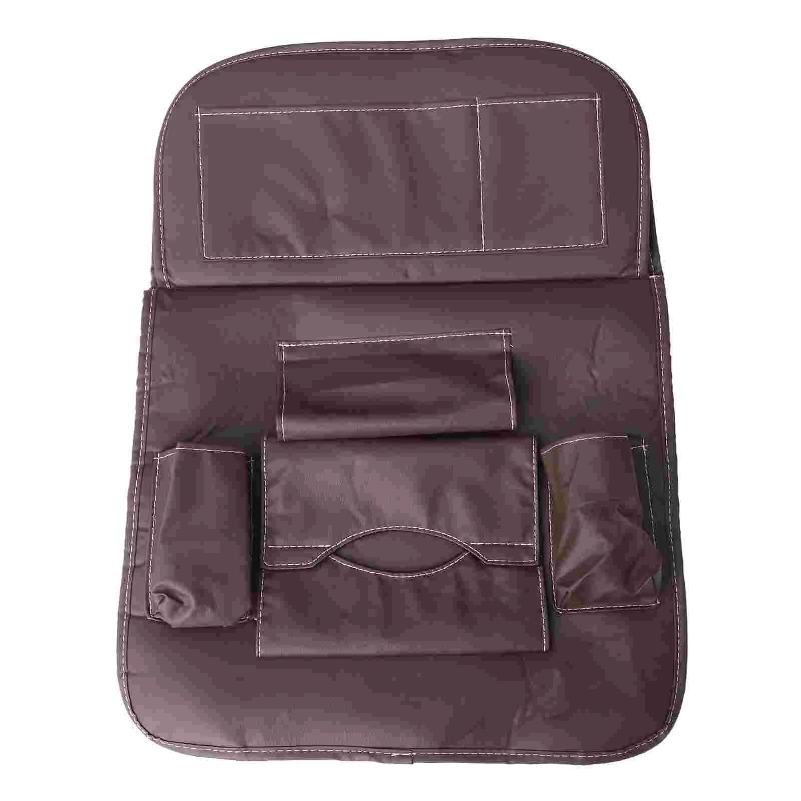 

Multi-Pocket Back Seat Storage Bag Car Seat Cover Organizer Car Organizer with Tray (Coffee)