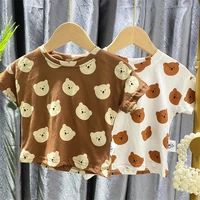 2022 summer new baby short sleeve t shirts cute bear print t shirts for boys girls children cartoon t shirts infant toddler tops