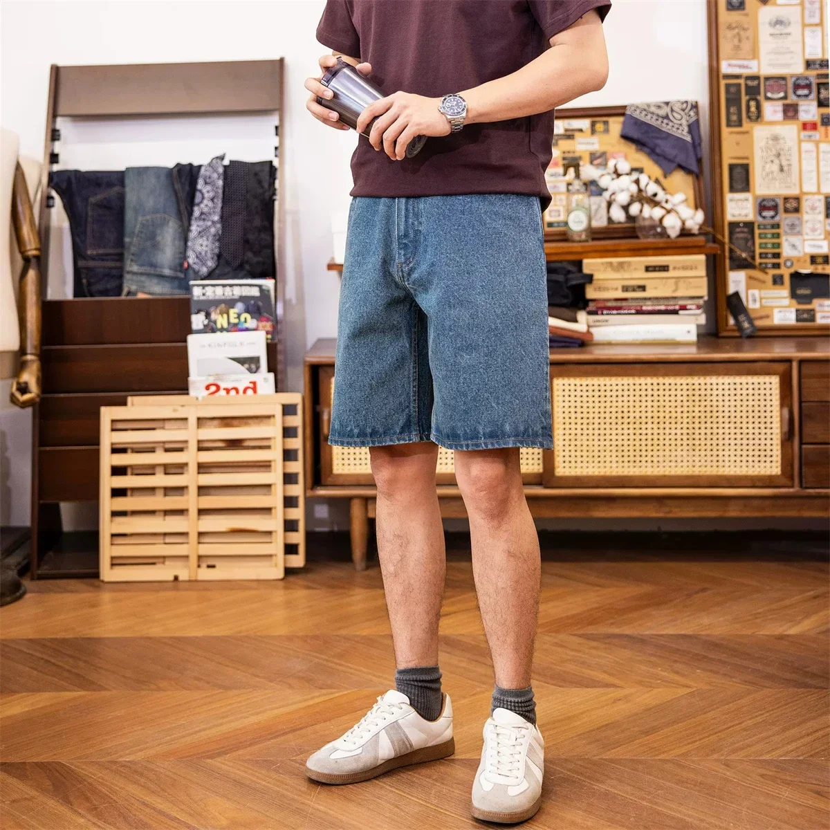 Красные повседневные джинсовые шорты Tornado свободные прямые винтажные рабочие