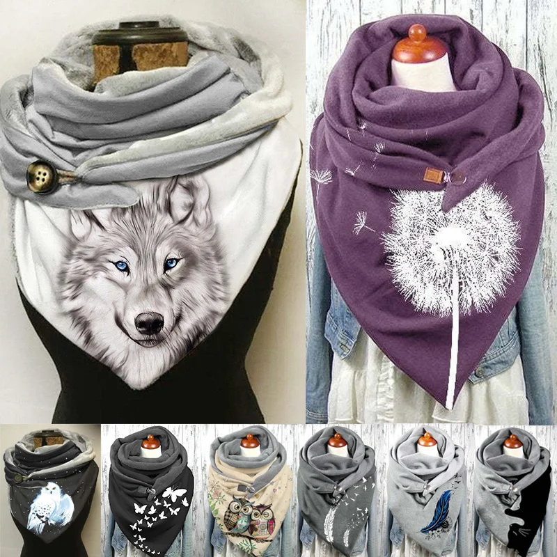 

Women's Warm Fashion Scarf 3D Print SAll Over Printed Scarf and Shawl Autumn Winter Scarf Female Neck Warmer Blanket Wraps