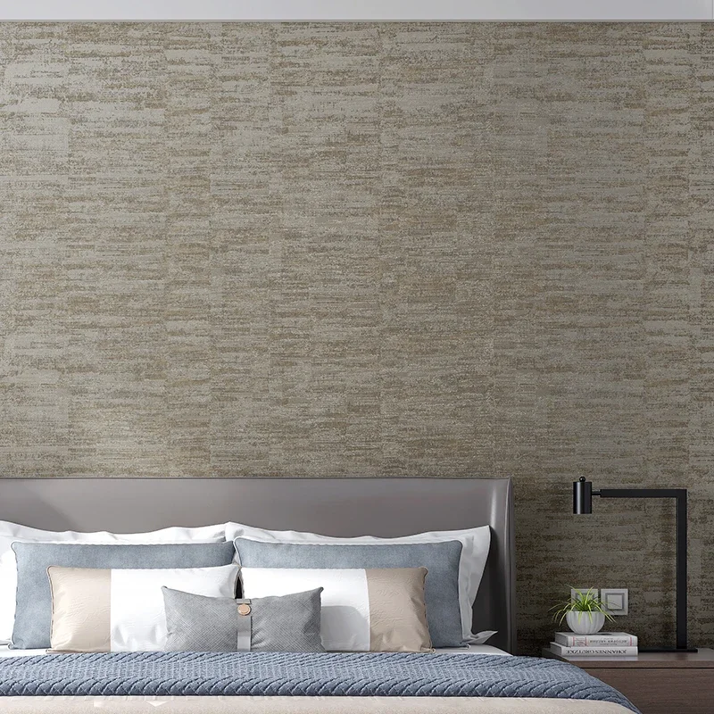 Современные однотонные металлические полосатые текстурированные обои серого