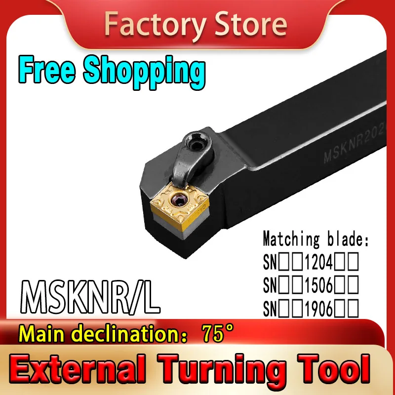 

1pc MSKNR2020/1616/2525 external turning tool holder Lathe bar CNC tool holder for CN 1204/1606/1906 CNC lathe ins