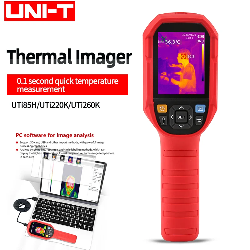 

UNI-TUTi260K thermal imager alarm function computer real-time image transmission handheld body measuring instrument UTi85HUTi220