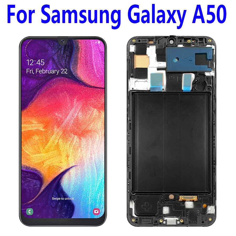 

6.4” AMOLED For Samsung Galaxy A50 LCD Display Touch Screen Digitizer Assembly Replacement For Samsung Galaxy A505 With Frame