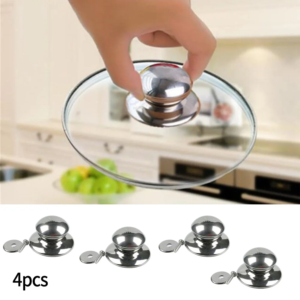 

4pcs Pot Lid Handle Pot Lid Top Knob Cookware Replacement Part Stainless Steel Silver Various Cookware Lids Anti Scalding Hand