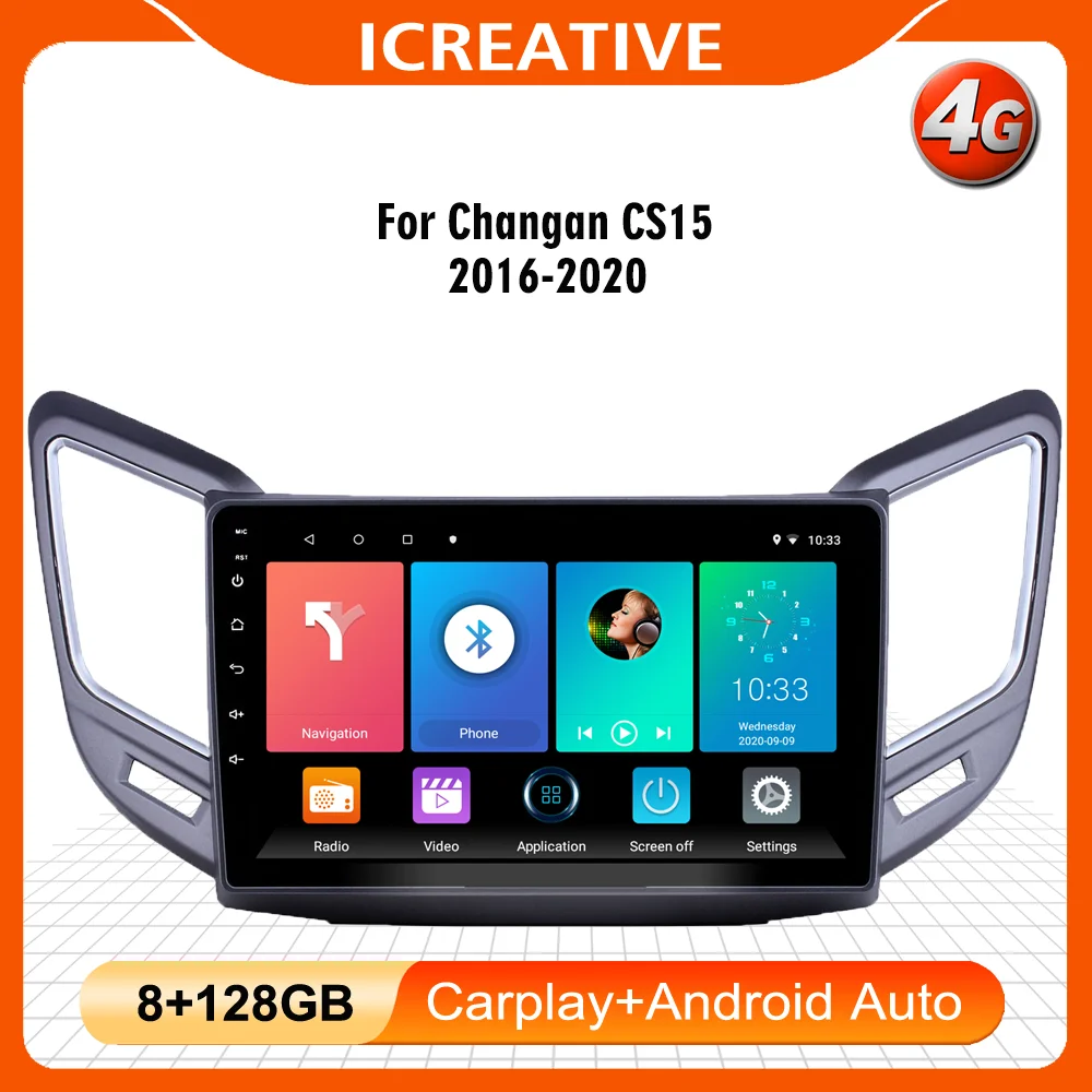 2 DIN 9 дюймов 4G Carplay Android автомобильный мультимедийный плеер для Changan CS15 2016-2020