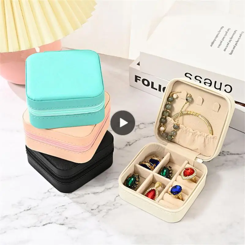

Storage Box With Zipper Jewelry Storage Box Earrings Necklace Ring Storage Leather Jewelry Organizer Display De Joyas Portable