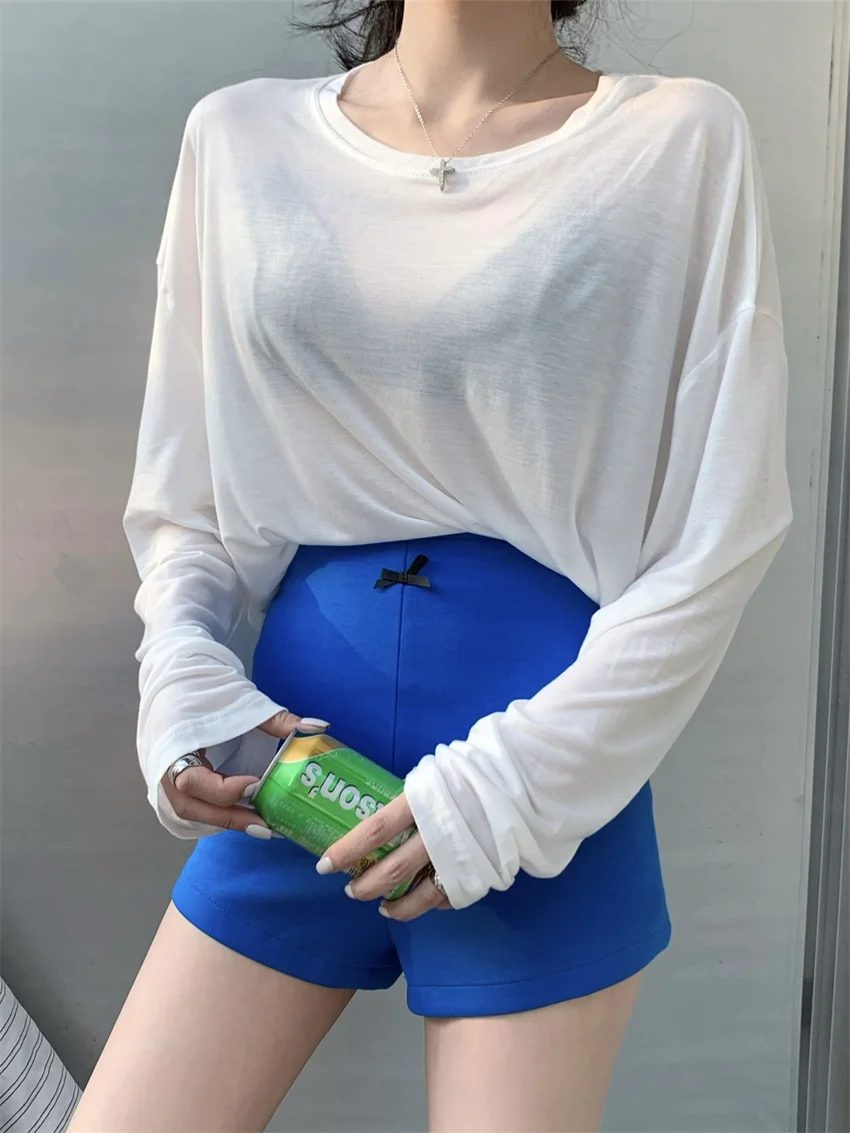 Свободные футболки PLAMTEE в ленивом стиле женские шикарные солнцезащитные