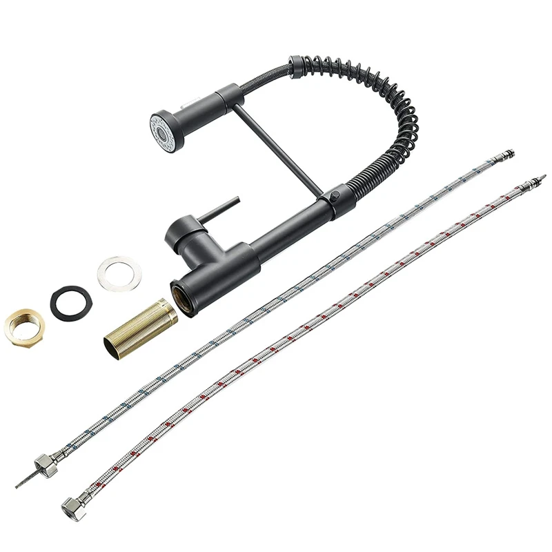 

Kitchen Tap With Pull Down Sprayer, High Arc Gooseneck Kitchen Sink Faucet, Single Handle Stainless Steel Mixer Tap