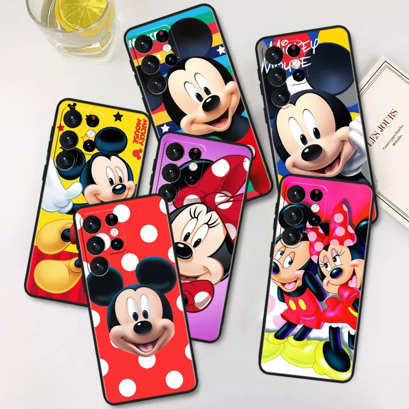 

Cute Mickey Disney Mouse Phone Case For Samsung Galaxy S23 S22 S21 S20 FE Ultra S10e S10 S9 S8 Plus Lite Black Cover