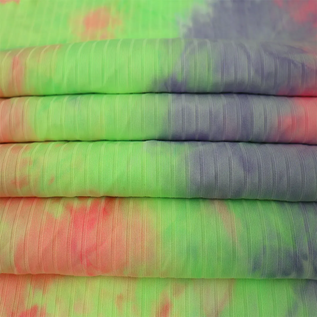 

Knitted Tie-dye Fabric Pink Green Purple Home Textile Stretch Rib Knit 250g Per Meter Decorative Garment