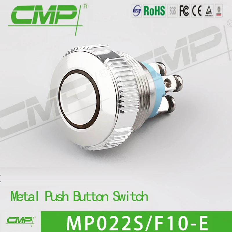 

22MM Metal Waterproof Button Switch With High Head Ring With Light Terminal Reset Stainless Steel
